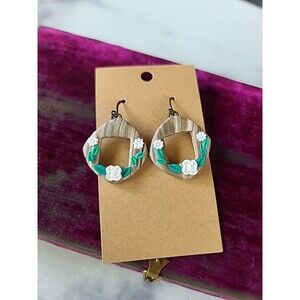 Polymer Clay Floral Dangling Earrings New